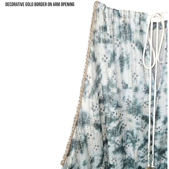 ZARA Women's A-Line Tie Dye Gold Thread Sleeveless Mini Dress. SIZE XL - Picture 9 of 16